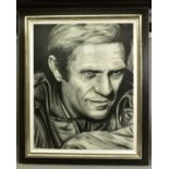 PAUL KARSLAKE (BRITISH CONTEMPORARY), 'Steve McQueen II', a portrait of the Hollywood actor,