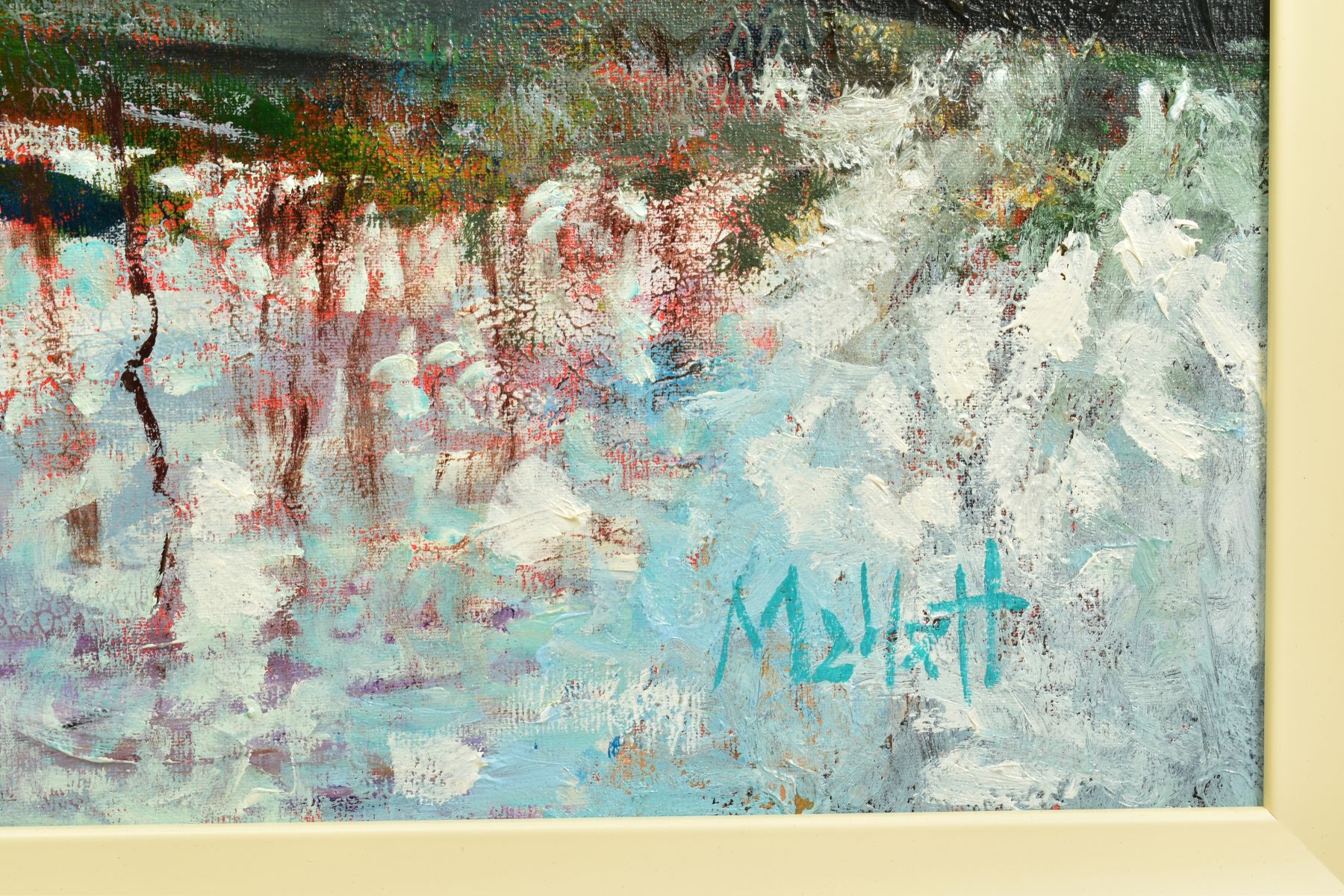 TIMMY MALLETT (BRITISH CONTEMPORARY), 'Tranquil Afternoon', an impressionist river scene with a - Image 4 of 8