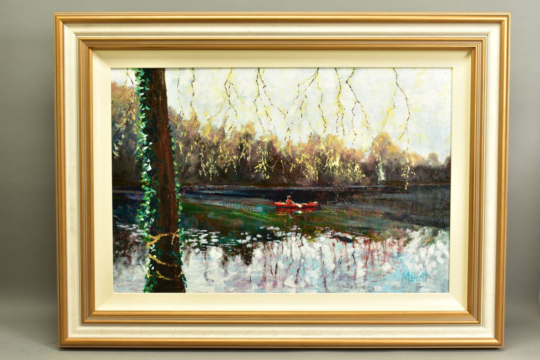 TIMMY MALLETT (BRITISH CONTEMPORARY), 'Tranquil Afternoon', an impressionist river scene with a
