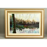 TIMMY MALLETT (BRITISH CONTEMPORARY), 'Tranquil Afternoon', an impressionist river scene with a