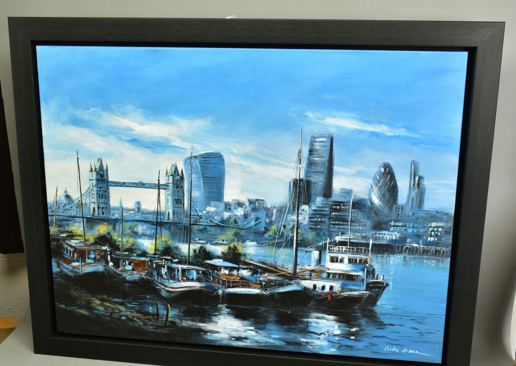 CSILLA ORBAN (HUNGARY 1961), 'London view over Tower Bridge', an impressionist London cityscape, - Image 6 of 6