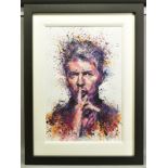 DANIEL MERNAGH (BRITISH CONTEMPORARY), 'She Says Shhhh', a Limited Edition print of a David Bowie