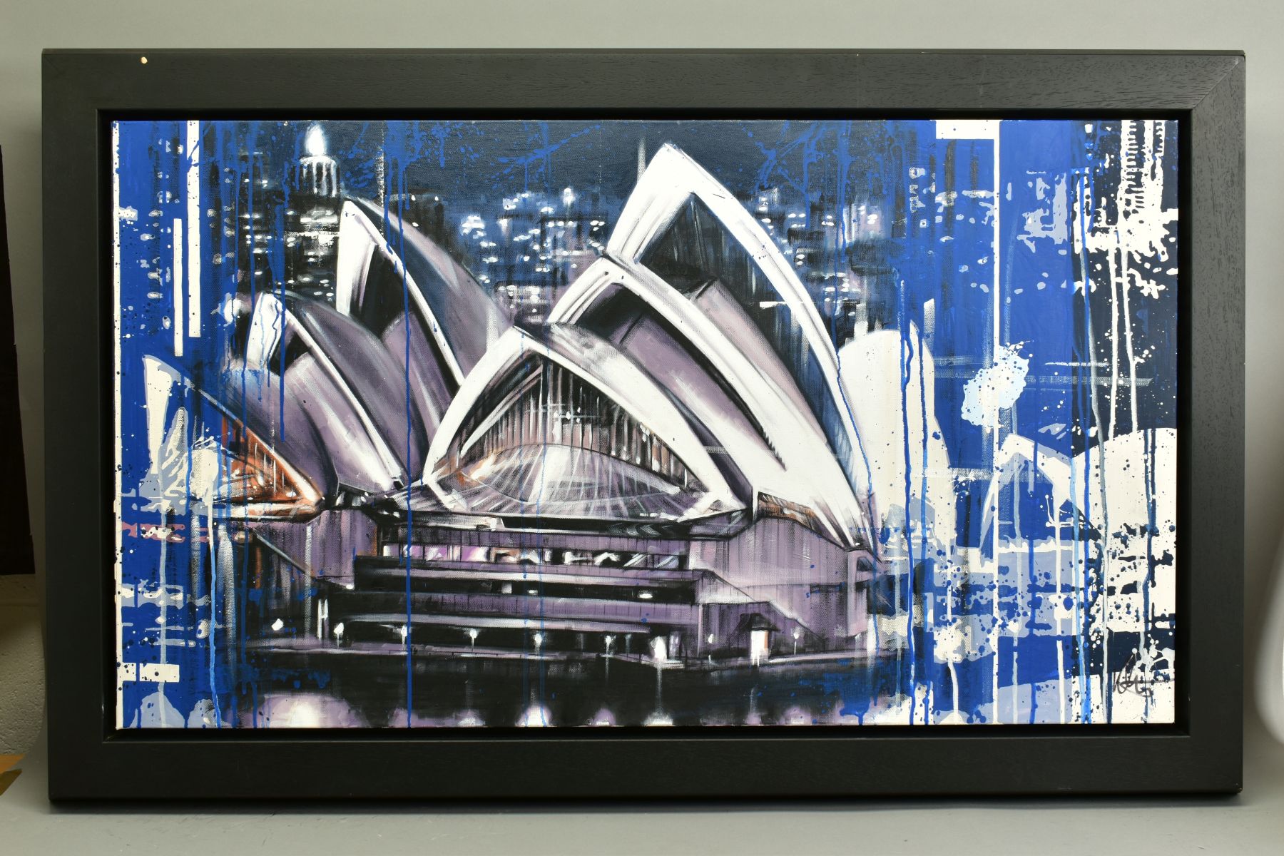 KRIS HARDY (BRITISH 1978), 'Sydney Opera House at Night', signed bottom right, mixed media on