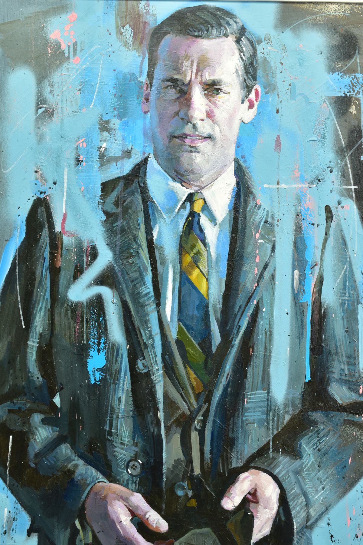 ZINSKY (BRITISH CONTEMPORARY), 'Don Draper', a half length portrait of the Mad Men character, signed - Image 2 of 7