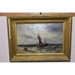 GUSTAVE DE BREANSKI (1856-1898), a sailing vessel in choppy seas, white cliffs to the distance,