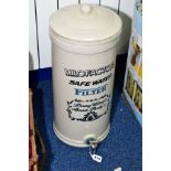 A STONEWARE MILOFACTORY SAFE WATER FILTER, with liner and lid, approximate height 47cm