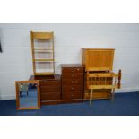 A MODERN PINE CHEST OF FOUR LONG DRAWERS width 87cm x depth 45cm x height 84cm, a pine blanket box