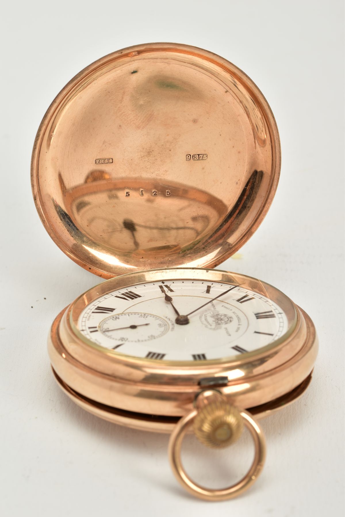 A 9CT GOLD FULL HUNTER POCKET, white dial signed 'Tho's Russell & Son, Liverpool' roman numerals, - Image 3 of 8