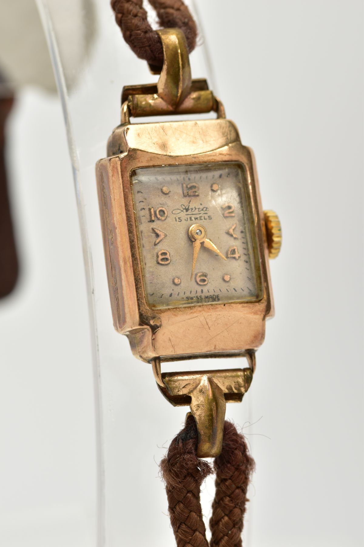 A 9CT GOLD LADYS HAND WOULD 'AVIA' COCKTAIL WRISTWATCH, the rectangular case with a square cream - Image 2 of 5