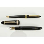 A MONTBLANC MEISTERSTUCK 149 FOUNTAIN PEN AND ONE OTHER, the Montblanc black fountain pen with a