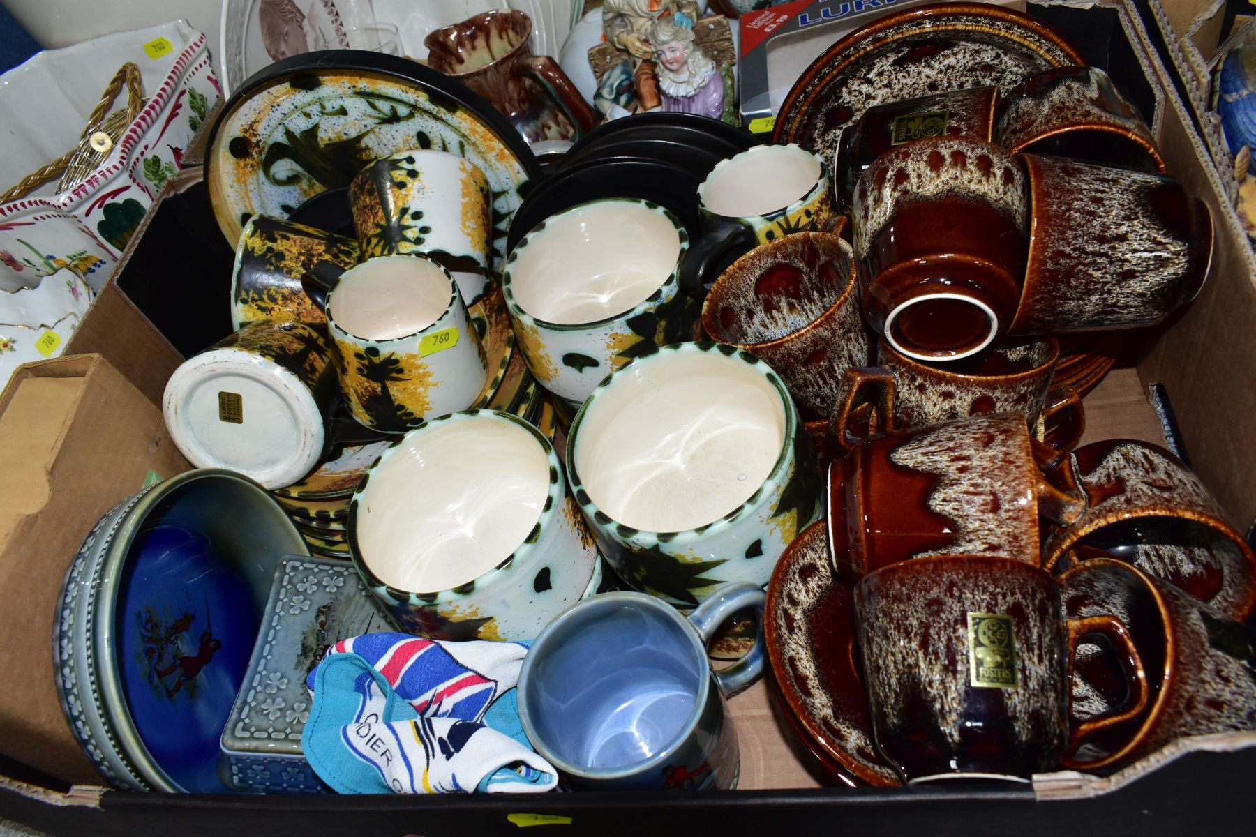 FIVE BOXES AND LOOSE CERAMICS AND GLASSWARES, including Celtic Pottery Newlyn Cornwall tea and - Image 10 of 12