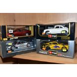 FOUR BOXED BURAGO AND MAISTO 1/18 SCALE GERMAN SPORTS CAR MODELS, Maisto Mercedes-Benz 1998 Team