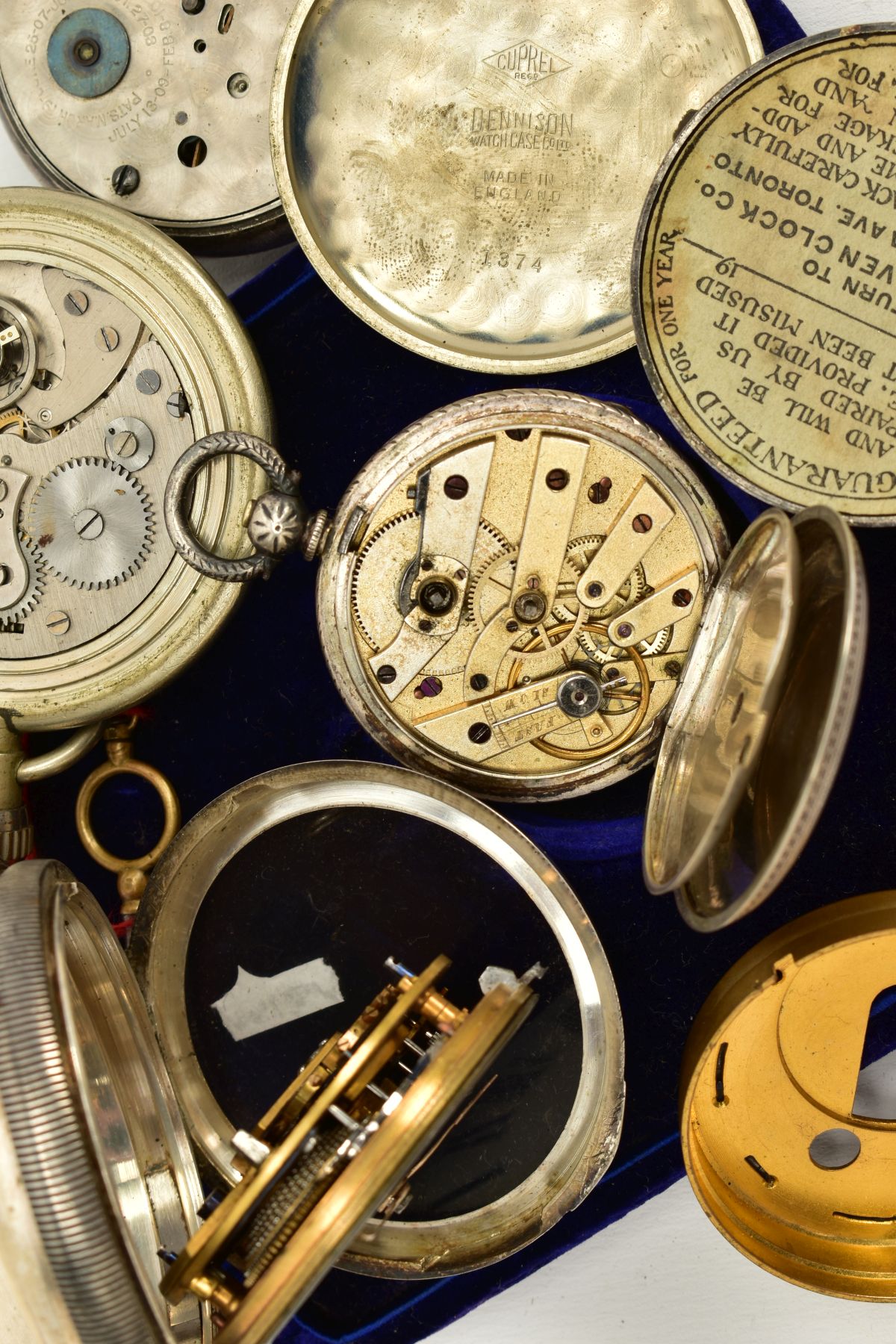 THREE POCKET WATCHES AND A STOP WATCH, to include a silver open faced watch, white dial, Roman - Image 6 of 7