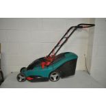 A BOSCH ROTAK 36 ELECTRIC LAWN MOWER with grass box (PAT pass and working)