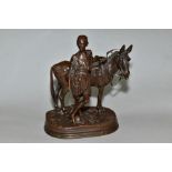 ALFRED DUBACAND (FRENCH 1828-1894), a bronze figure group of an Arab boy with his donkey, on a