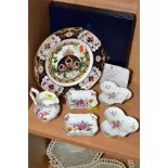 A SMALL GROUP OF ROYAL CROWN DERBY, comprising boxed limited edition 1997 Christmas plate, No.
