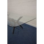 CALLIGARIS ITALY, model Tokyo, a large heavy glass topped dining table, on a X frame base united