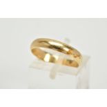 A 9CT GOLD WEDDING BAND, the plain polished band, hallmarked 9ct gold Sheffield, ring size N,