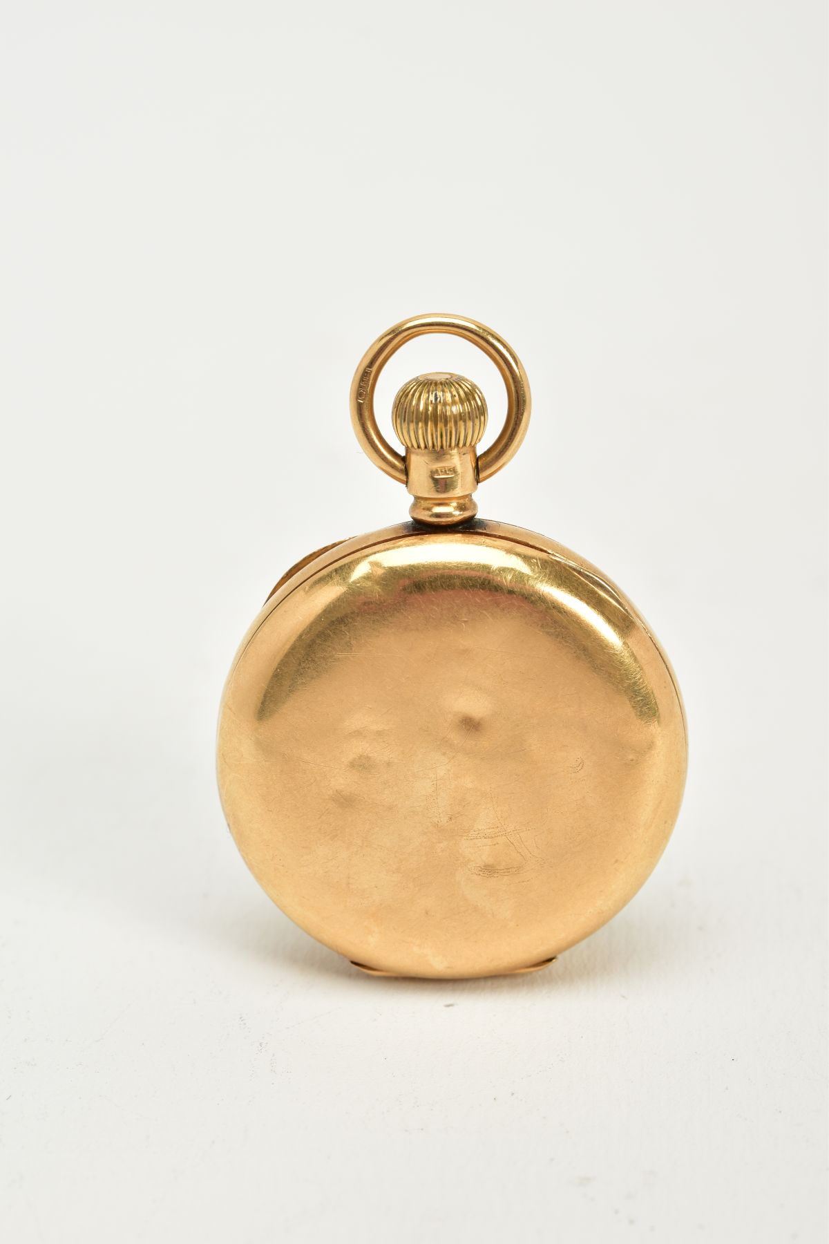 AN 18CT GOLD RED CROSS OPEN FACED POCKET WATCH, white enamel dial signed 'Audrey Reg', Roman - Image 4 of 7