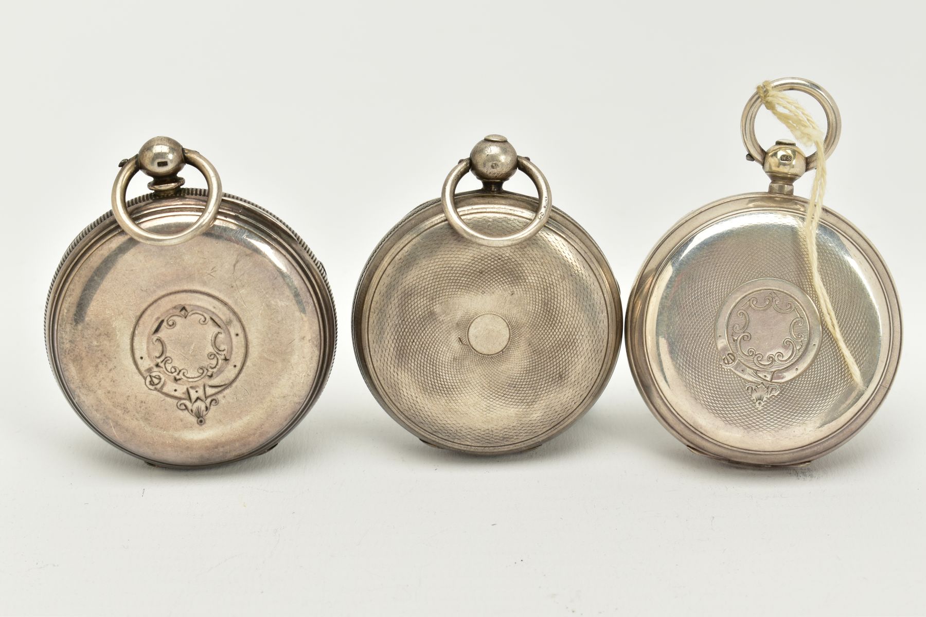 THREE SILVER OPEN FACED POCKET WATCHES, to include an 'R. Wallwork', cream dial, Roman numerals, - Image 2 of 4