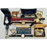 A SELECTION OF ITEMS, to include six gentlemen's wristwatches, such as a stainless steel 'Sekonda'