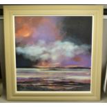 EMMA S DAVIS (SCOTTISH 1975) 'EVENING LIGHT OVER WESTERN ISLES', a Scottish coastal landscape,