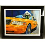 ROZ WILSON (BRITISH CONTEMPORARY) 'NEW YORK CAB', a Ford Crown Victoria taxi cab, signed bottom