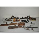 A SELECTION OF WOODWORKING PLANES including a Stanley No 7 jointing plane, a Record No 51/2, a