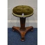 A REGENCY ROSEWOOD SWIVEL TOP PIANO STOOL