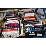 FOUR BOXES OF BOOKS, including natural history, art, science, photography, fashion