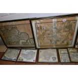 ANTIQUE MAPS, comprising Anciens Royaumes De Mercie, et East Angles by Sanson 1654 - stained,