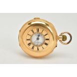 A LATE VICTORIAN 18CT GOLD HALF HUNTER MINUTE REPEATER CHRONOGRAPH POCKET WATCH, white enamel dial