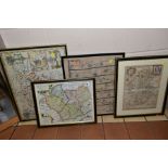 FOUR ANTIQUE MAPS COMPRISING 'LECESTRIAE COMITATVS SIVE' by Christophorum Saxton and William Kip,