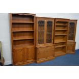 A COLLECTION OF OAK JAYCEE FURNITURE to include a lead glazed two door bookcase enclosing three