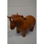 A NOVELTY TAN LEATHER FIGURE OF A STANDING HORSE, height 50cm
