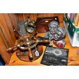 A GROUP OF COLLECTABLES AND METALWARES, etc, including an early 19th Century mahogany and ebony