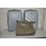 TWO ANTLER MOULDED SUITCASES and a canvas suit bag (3)