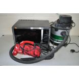 A KENWOOD STAINLESS STEEL MICROWAVE, an Aquavac Bulldog vacuum cleaner and a Dirt Devil handheld