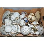 A BOX OF JAPANESE PORCELAIN, including tea wares, coffee wares, a pair of miniature baluster