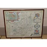 JOHN SPEED, HAND COLOURED MAP OF CAMARTHENSHIRE, entitled 'Caermarden' both shyre and towne,