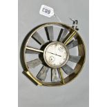 A BRASS JOHN DAVIS & SON (DERBY) LD WIND SPEED DEVICE, the silvered dial with scale to 100 feet