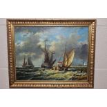 PAINTINGS AND PRINTS, comprising a modern Dutch sailing scene, oil on board, size approximately 28cm