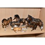 SEVEN BESWICK HORSES, to include two Bois Roussel Racehorse No 701, second version, (one has ear