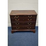 A GEORGE III MAHOGANY STRAIGHT FRONTED CHEST OF FOUR LONG GRADUATED DRAWERS, with brass swan neck