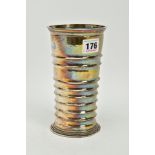 A MID 29TH CENTURY SILVER VASE, designed with a flat circular beaded edge base and a rimmed design