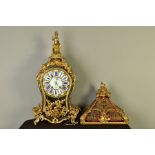 A MID 18TH CENTURY FRENCH BOULLE WORK AND ORMOLU MOUNTED BRACKET CLOCK, with female figure seated