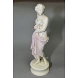 A BELLEEK PARIAN FIGURE, scantily clad maiden black backstamp and impressed 'Belleek', 'Fermange' to