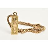 A 9CT GOLD INGOT AND CHAIN, the textured front ingot pendant, hallmarked 9ct gold London 1977,