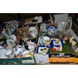 THREE BOXES OF CERAMICS AND GLASS ETC, to include Peter Fagan teddy bear ornaments, Royal Albert
