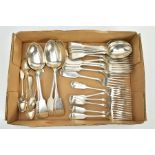 A SILVER CUTLERY SET, consisting of six dinner forks, six dessert forks, six dinner spoons, six